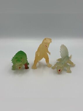 Vintage 1980's Glow in the Dark Dinosaur Toy Figure Set Lot of 3